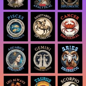 astrology art 12 zodiac sign designs for t shirts & posters