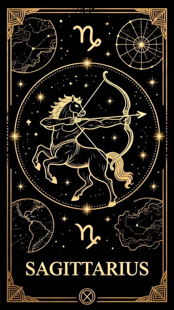sagittarius zodiac arcana – celestial archer tarot art